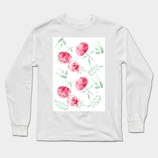 Watercolour Romantic Roses Long Sleeve T-Shirt